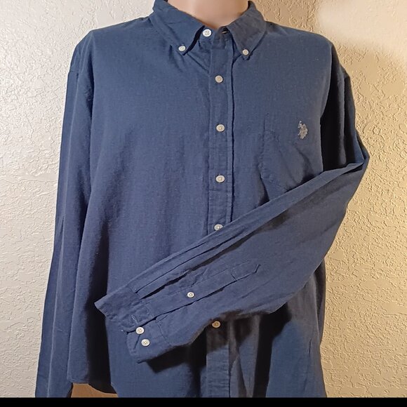 U.S. POLO ASSN.  MENS SLIM FIT- DRESS SHIRT - XXL - BLUE - Picture 3 of 4